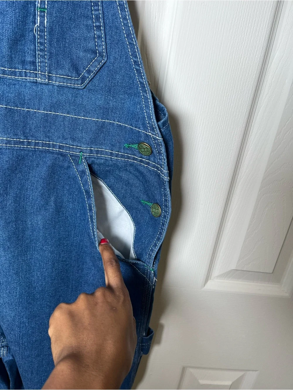 NWT liberty Blue Denim Women's Overalls with Front Bib Pocket Size Medium